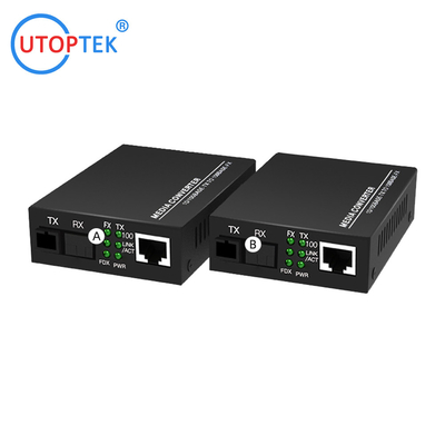 UTOPTEK Brand Fiber Optic Network Ethernet Media Converter Electric to Fiber Converter SC 20km to RJ45 media converter