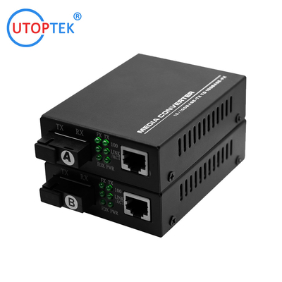 UTOPTEK Brand Fiber Optic Network Ethernet Media Converter Electric to Fiber Converter SC 20km to RJ45 media converter