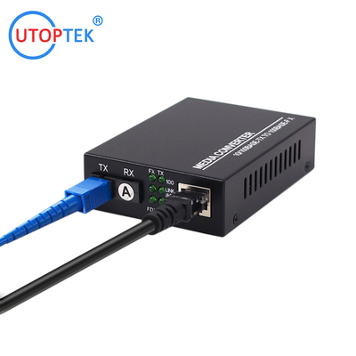 UTOPTEK Brand Fiber Optic Network Ethernet Media Converter Electric to Fiber Converter SC 20km to RJ45 media converter