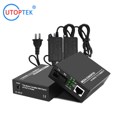 UTOPTEK Brand Fiber Optic Network Ethernet Media Converter Electric to Fiber Converter SC 20km to RJ45 media converter
