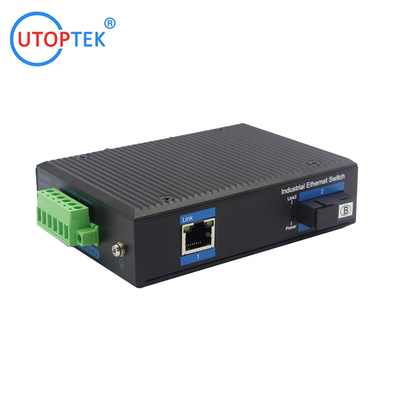UT11FP-SC20 unmanaged industrial 1x10/100Base-Tx POE+ 1x100M-Fx SC ethernet switch DIN Rail