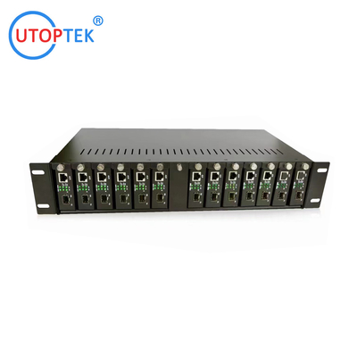 Media converter RACK Chassis Mount 14/16slots 19in 2U dual AC power for CCTV Network using