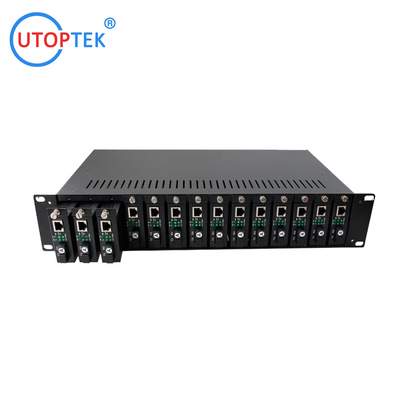 Media converter RACK Chassis Mount 14/16slots 19in 2U dual AC power for CCTV Network using