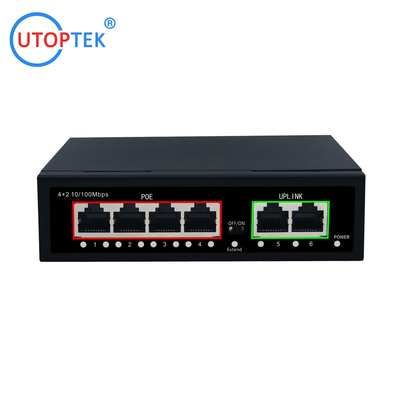 4x10/100M POE+2xUP-link IEEE802.3af/at POE Etherent switch for CCTV IP Camera Network switch