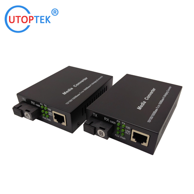 10/100/1000Mbps SM Bidi 20km Fiber media converter 1310/1550nm with DC5V power supply