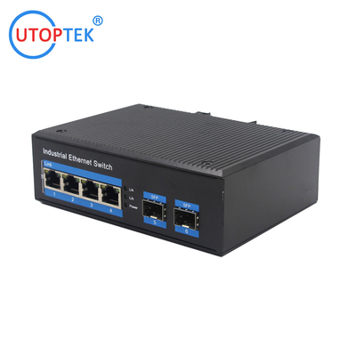 industrial Unmanaged 4x10/100/1000Base-T to 2x1000M-Fx Ethernet switch DIN Rail DC12-52V -40~85degree