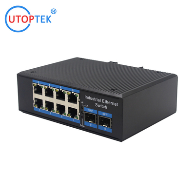 8port 10/100/1000Base-T to 2x1000M-Fx industrial Unmanaged SFP Ethernet switch DIN Rail