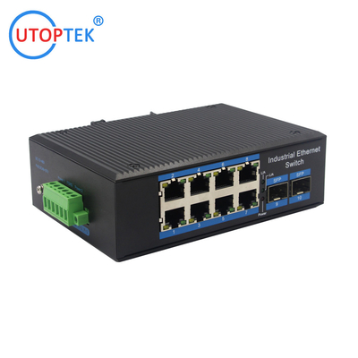 8port 10/100/1000Base-T to 2x1000M-Fx industrial Unmanaged SFP Ethernet switch DIN Rail