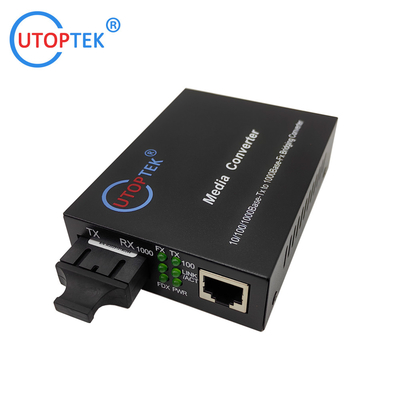 10/100/1000Mbps SM dual SC 20km Fiber media converter 1310nm with DC5V power supply