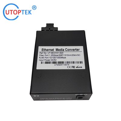 10/100/1000Mbps MultiMode dual SC 1310nm 2km Fiber media converter with DC5V power supply