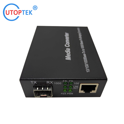 10/100/1000Mbps RJ45 to SFP media converter with DC5V power supply