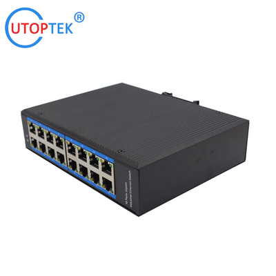 Industrial 16x10/100/1000Mbps RJ45 ports network switch DIN Rail  IP40 4KV -40 ~+85 ℃ power input support: DC10~52V