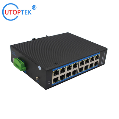 Industrial 16x10/100/1000Mbps RJ45 ports network switch DIN Rail  IP40 4KV -40 ~+85 ℃ power input support: DC10~52V
