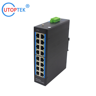 Industrial 16x10/100/1000Mbps RJ45 ports network switch DIN Rail  IP40 4KV -40 ~+85 ℃ power input support: DC10~52V