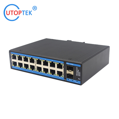 L2 Managed Industrial 2x1000M SFP port + 16x10/100M RJ45 port +1xConsole port, DIN Rail,-40 ~+85 ℃