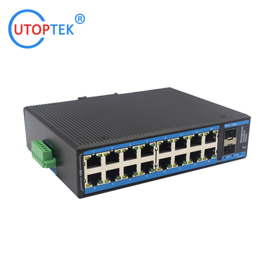 L2 Managed Industrial 2x1000M SFP port + 16x10/100M RJ45 port +1xConsole port, DIN Rail,-40 ~+85 ℃