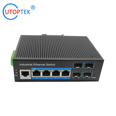 L2 Managed Industrial 4x1000M SFP port +4x10/100/1000M RJ45 POE port +1xConsole port, DIN Rail,-40 ~+85 ℃