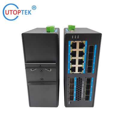 UT4T88GMP-SFP L3 10G Network management industrial POE switch 4x10G SFP+ ports+8xGE RJ45 ports+8 gigabit SFP module