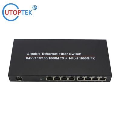 10/100/1000Mbps 8port RJ45+1port SFP/SC fiber ethernet media converter switch normal switch