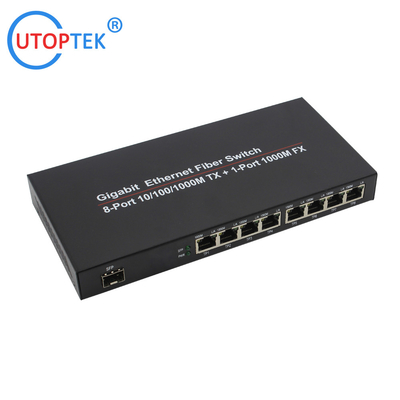 10/100/1000Mbps 8port RJ45+1port SFP/SC fiber ethernet media converter switch normal switch