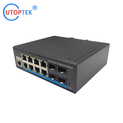 UT48GMP-SFP L2 Managed Industrial 4x1000M SFP port+8x10/100/1000M RJ45 POE port +1xConsole port, DIN Rail,-40 ~+85 ℃