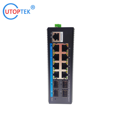 UT48GM-SFP L2 Managed Industrial 4x1000M SFP+8x10/100/1000M RJ45+1xConsole port, DIN Rail,-40 ~+85 ℃ Ethernet Switch