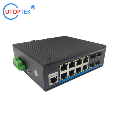 UT48GM-SFP L2 Managed Industrial 4x1000M SFP+8x10/100/1000M RJ45+1xConsole port, DIN Rail,-40 ~+85 ℃ Ethernet Switch