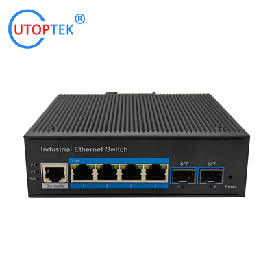 UT24GM-SFP L2 Managed Industrial 2x1000M SFP+4x10/100/1000M RJ45 Ethernet Switch +1xConsole port, DIN Rail,-40 ~+85 ℃