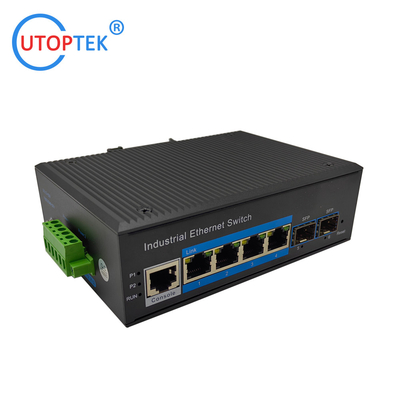 UT24GM-SFP L2 Managed Industrial 2x1000M SFP+4x10/100/1000M RJ45 Ethernet Switch +1xConsole port, DIN Rail,-40 ~+85 ℃