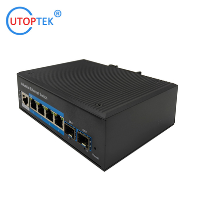 UT24GM-SFP L2 Managed Industrial 2x1000M SFP+4x10/100/1000M RJ45 Ethernet Switch +1xConsole port, DIN Rail,-40 ~+85 ℃