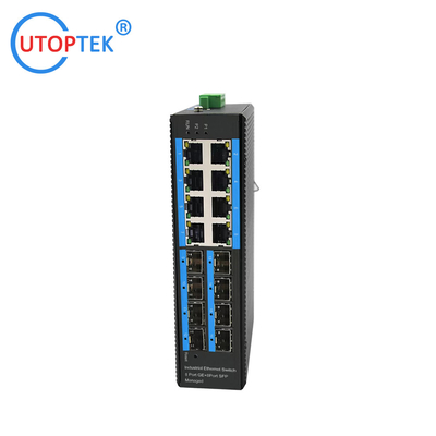 UT88GM-SFP L2 Managed Industrial 8x1000M SFP+8x10/100/1000M RJ45+1xConsole port, DIN Rail,-40 ~+85 ℃ Ethernet Switch