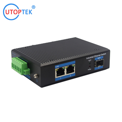 UT12F-SFP unmanaged industrial 2x10/100Base-Tx + 1x100M-Fx SFP ethernet switch DIN Rail