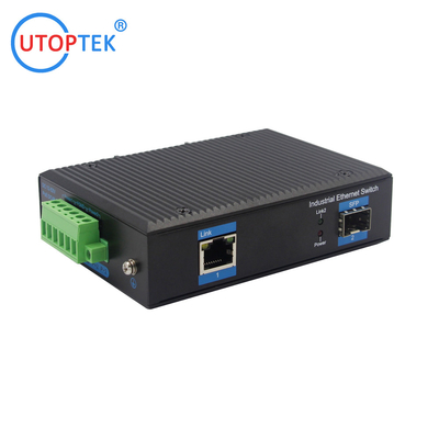 UT11F-SFP unmanaged industrial 1x10/100Base-Tx + 1x100M-Fx SFP ethernet switch DIN Rail