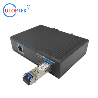 UT11F-SFP unmanaged industrial 1x10/100Base-Tx + 1x100M-Fx SFP ethernet switch DIN Rail