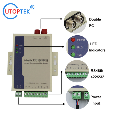 RS485/Rs422/Rs232 over Fiber converter duplex SC/FC/ST SM 20km serial port to Fiber modem for alarm system using