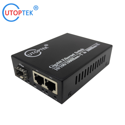 universal Fiber Ethernet Switch 2*10/100/1000Base-Tx to 1*1000Base-Fx SFP Fiber media converter