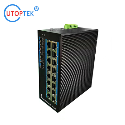 UT416GM-SFP L2 Managed Industrial 4x1000M SFP+16x10/100/1000M RJ45+1xConsole port, DIN Rail,-40 ~+85 ℃ Ethernet Switch