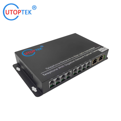 8Ch RJ-11 Telephone+2GE Ethernet to fiber converter,PCM Voice over fiber Media Converter ,fxs/fxo to fiber converter