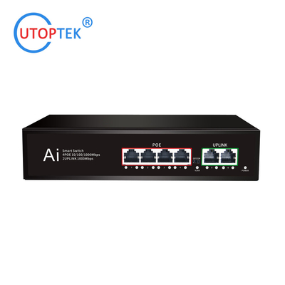 Full Gigabit 4port POE+2 UPlink UTP IEEE802.3af/at POE Etherent switch for CCTV Network system
