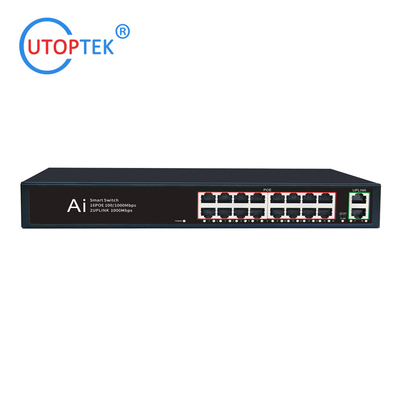 16x10/100/1000M POE 30W+2 UPlink UTP IEEE802.3af/at POE Etherent switch for CCTV Network system