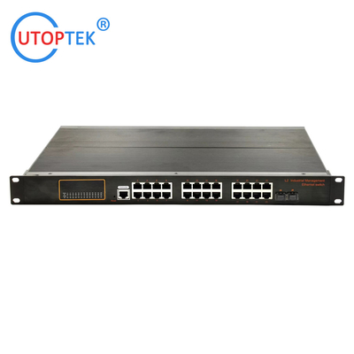 1U RACK Type L2 Management Industrial 2xGE SFP+24x10/100/1000M RJ45+1xConsole port Network Fiber Switch