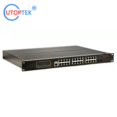 1U RACK Type L2 Management Industrial 2xGE SFP+24x10/100/1000M RJ45+1xConsole port Network Fiber Switch