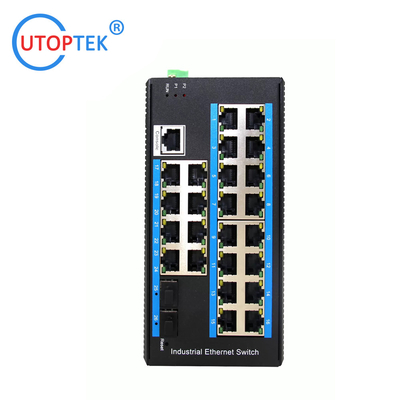 UT224GM-SFP L2 Managed Industrial 2x1000M SFP+24x10/100/1000M RJ45+1xConsole port, DIN Rail,-40 ~+85 ℃ Ethernet Switch