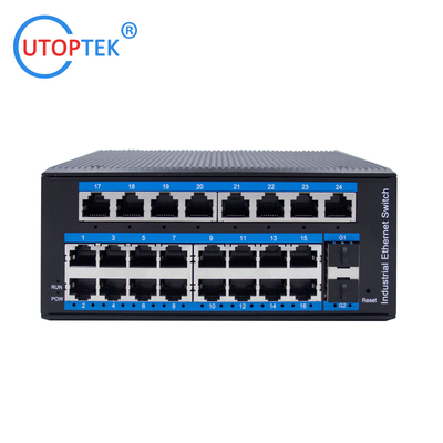 UT2G24FM-SFP L2 Managed Industrial 2x1000M SFP+24x10/100M RJ45+1xConsole port, DIN Rail,-40 ~+85 ℃ Ethernet Switch