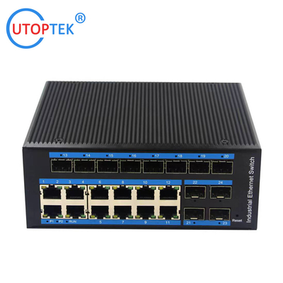 UT1212GM-SFP L2 Managed Industrial 12x1000M SFP+12x10/100/1000M RJ45+1xConsole port, DIN Rail,-40 ~+85 ℃ Ethernet Switch