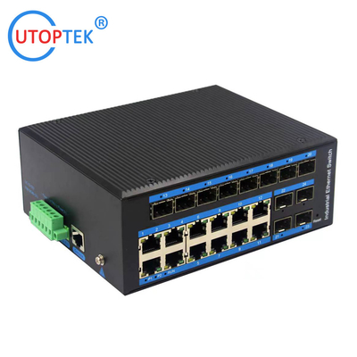 UT1212GM-SFP L2 Managed Industrial 12x1000M SFP+12x10/100/1000M RJ45+1xConsole port, DIN Rail,-40 ~+85 ℃ Ethernet Switch