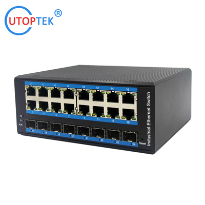 UT816GM-SFP L2 Managed Industrial 8x1000M SFP+16x10/100/1000M RJ45+1xConsole port, DIN Rail,-40 ~+85 ℃ Ethernet Switch