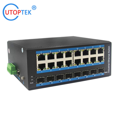 UT816GM-SFP L2 Managed Industrial 8x1000M SFP+16x10/100/1000M RJ45+1xConsole port, DIN Rail,-40 ~+85 ℃ Ethernet Switch