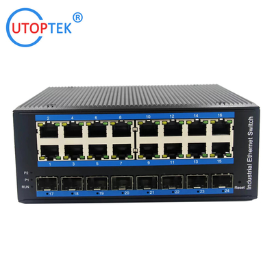 UT816GM-SFP L2 Managed Industrial 8x1000M SFP+16x10/100/1000M RJ45+1xConsole port, DIN Rail,-40 ~+85 ℃ Ethernet Switch