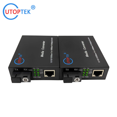 10/100/1000Mbps SM Bidi 20km Fiber media converter 1310/1550nm with DC5V power supply